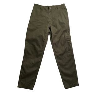 COS men's cargo  pants solid dark olive green straight leg 100% cotton size 36R